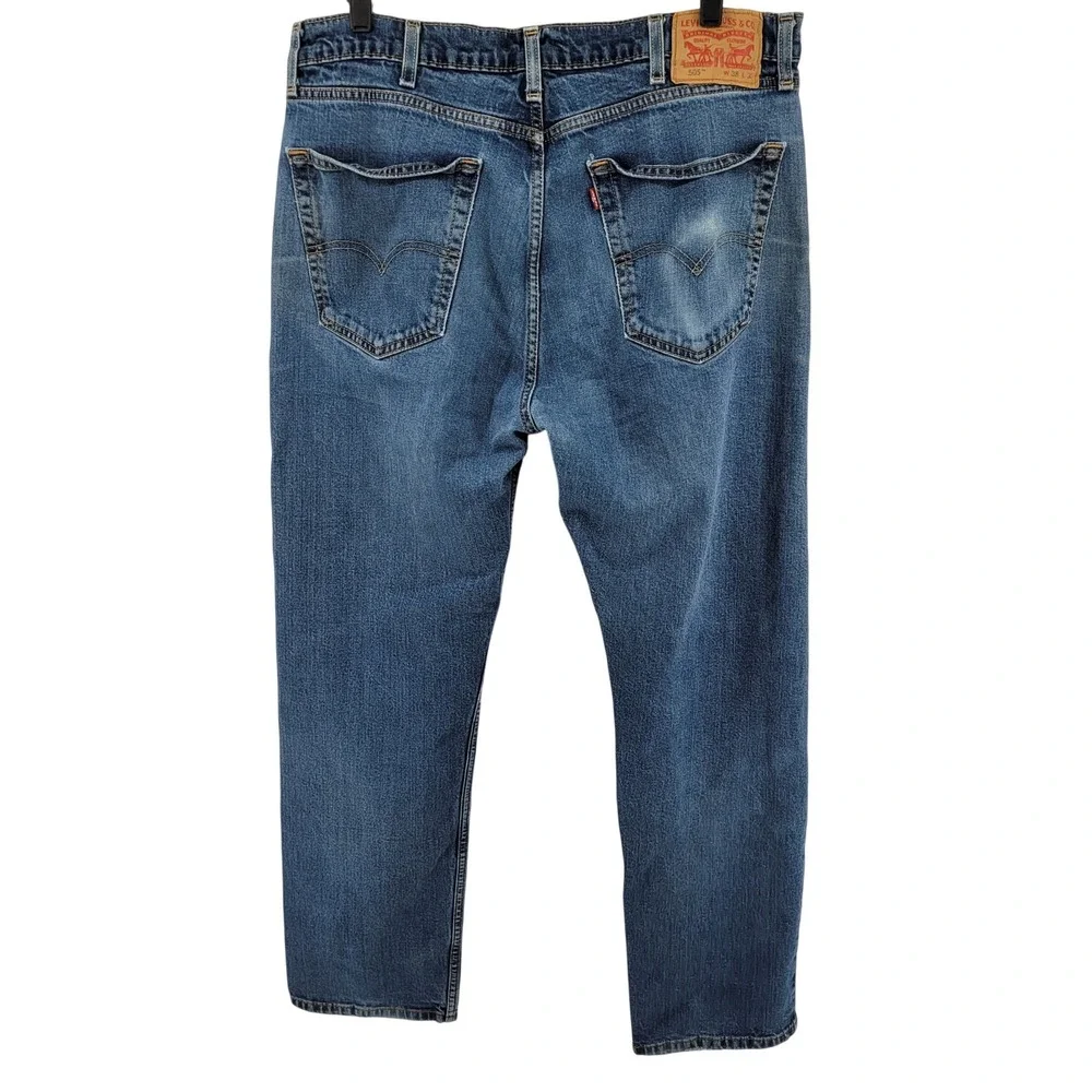 Levis 505 Regular Fit‎ Straight Leg Jeans Mens 38x32 Blue Denim Actual 37x30